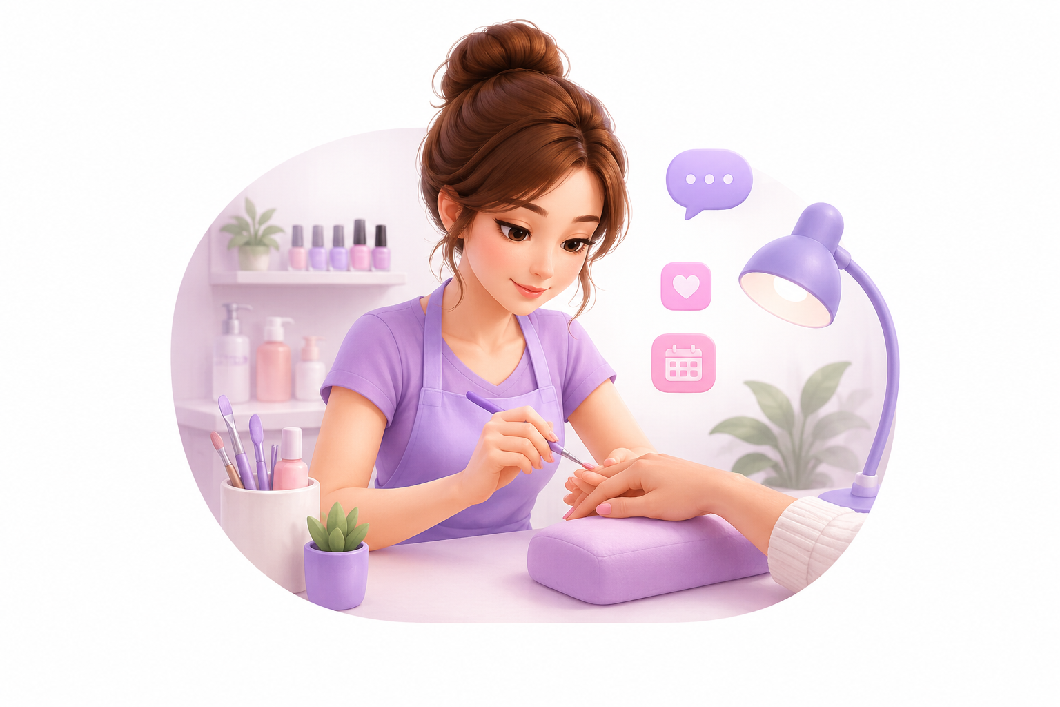 Beauty professional at work while NexAnvoy handles incoming calls